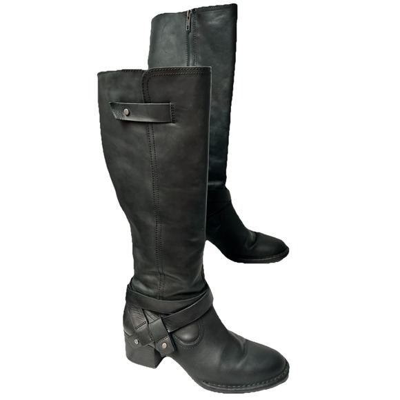 UGG Bandara Tall Black Leather Riding Boots Women's 8 Equestrian Minimalist - Picture 14 of 14